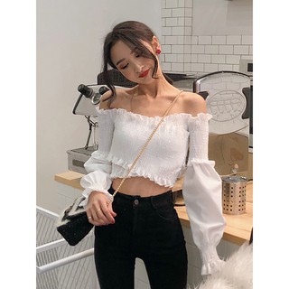 (ORDER)	 Áo voan hở vai vạt chéo Hàn Quốc