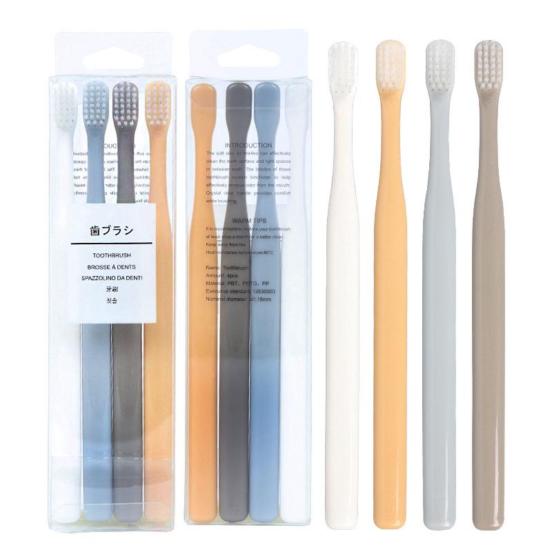xả - Set 4 bàn chải đánh răng sợi lông mềm an toàn tiện dụng 【4 bàn chải nhật】