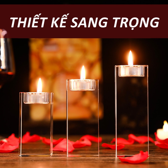 Chân Đế Nến Thủy Tinh  Phong Cách Châu Âu Cao Cấp Sang Trọng