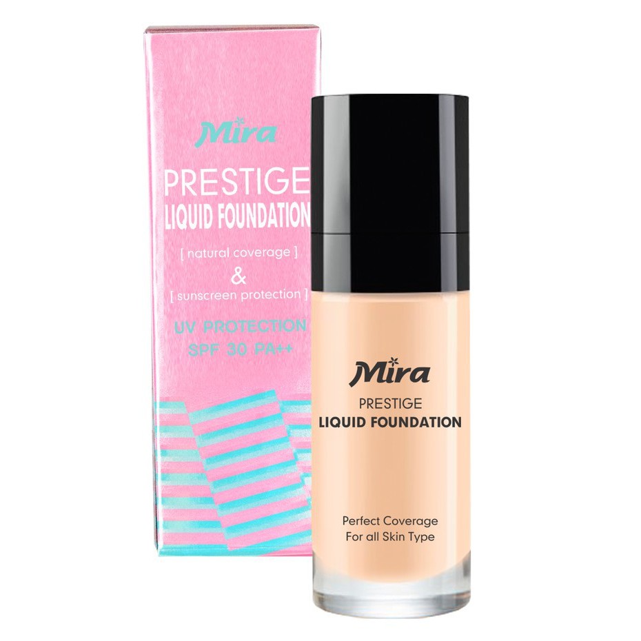 Kem nền mịn da chống nắng Mira Liquid Foundation No.21 (Da trắng) 30ml - Hàng chính hãng