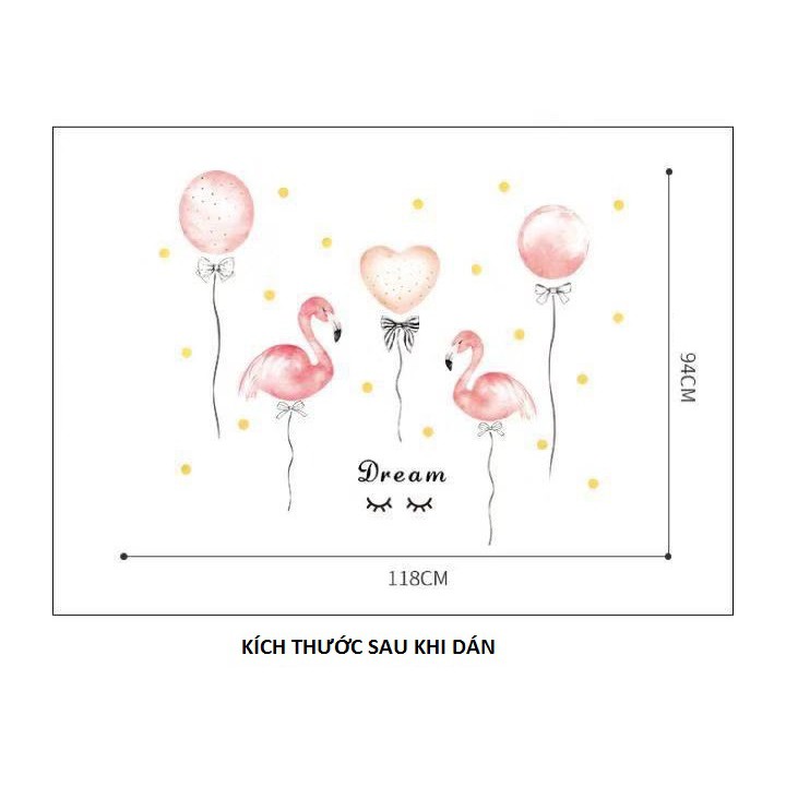 [FREESHIP 50K] DecaN dán tường phòng ngủ dễ thương hình con hạc màu hồng - decal amyshop