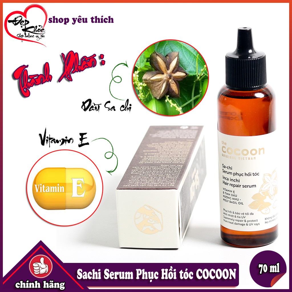 Serum Sachi Phục Hồi Tóc COCOON (70ml) Hư tổn , chẻ ngọn , khô xơ....