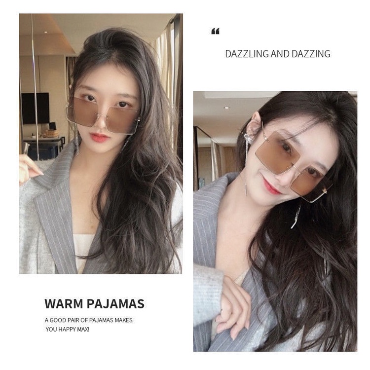 Kính Mát Gọng Vuông Kim Loại Thời Trang Cho Nam Nữ