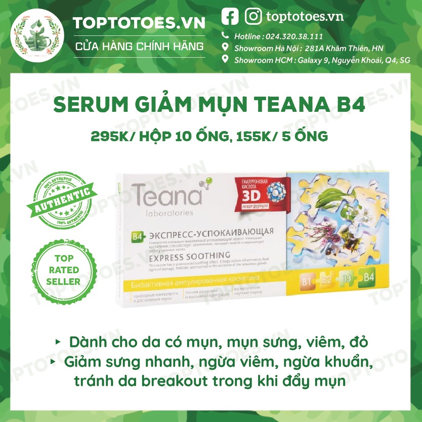 Serum Teana B4 Express Soothing giảm sưng viêm, mụn, phục hồi da