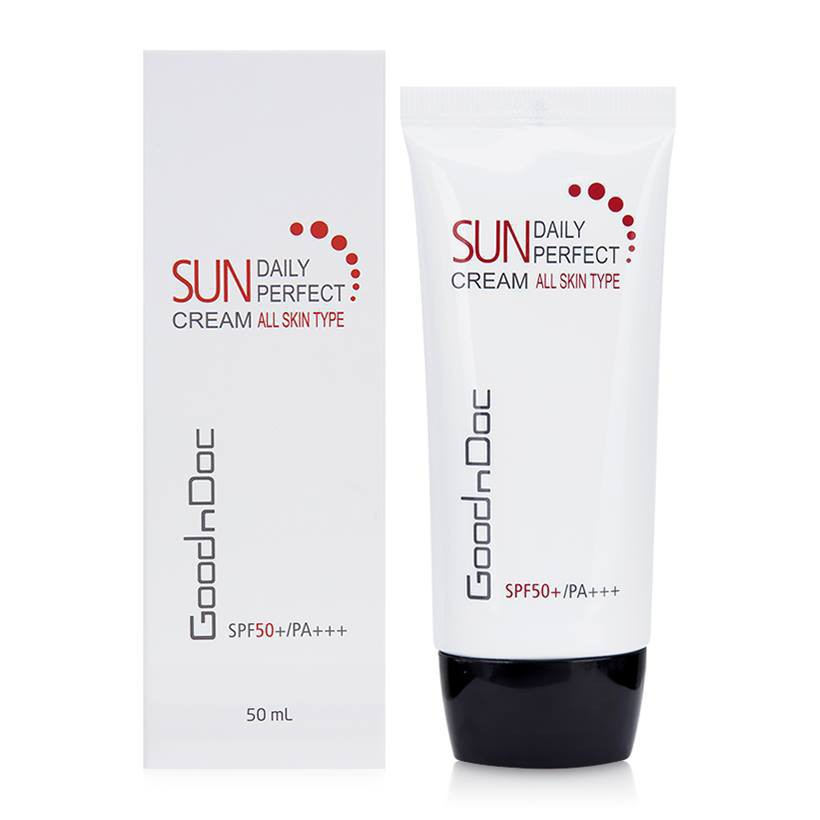 Kem chống nắng dưỡng sáng da ngừa lão hóa 3 in 1 Goodndoc Daily Perfect Suncream SPF 50+/PA+++ 50ml