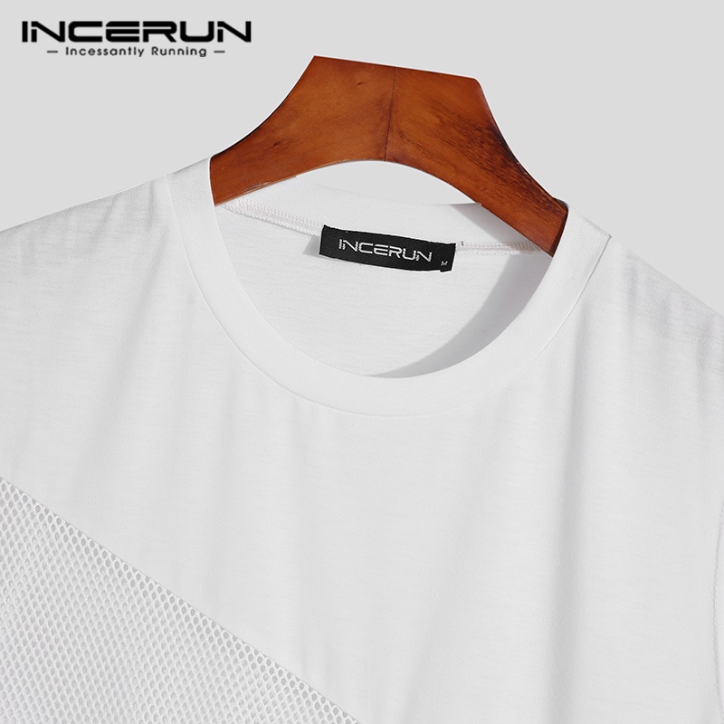 Áo ba lỗ INCERUN cho nam phối lưới xuyên thấu