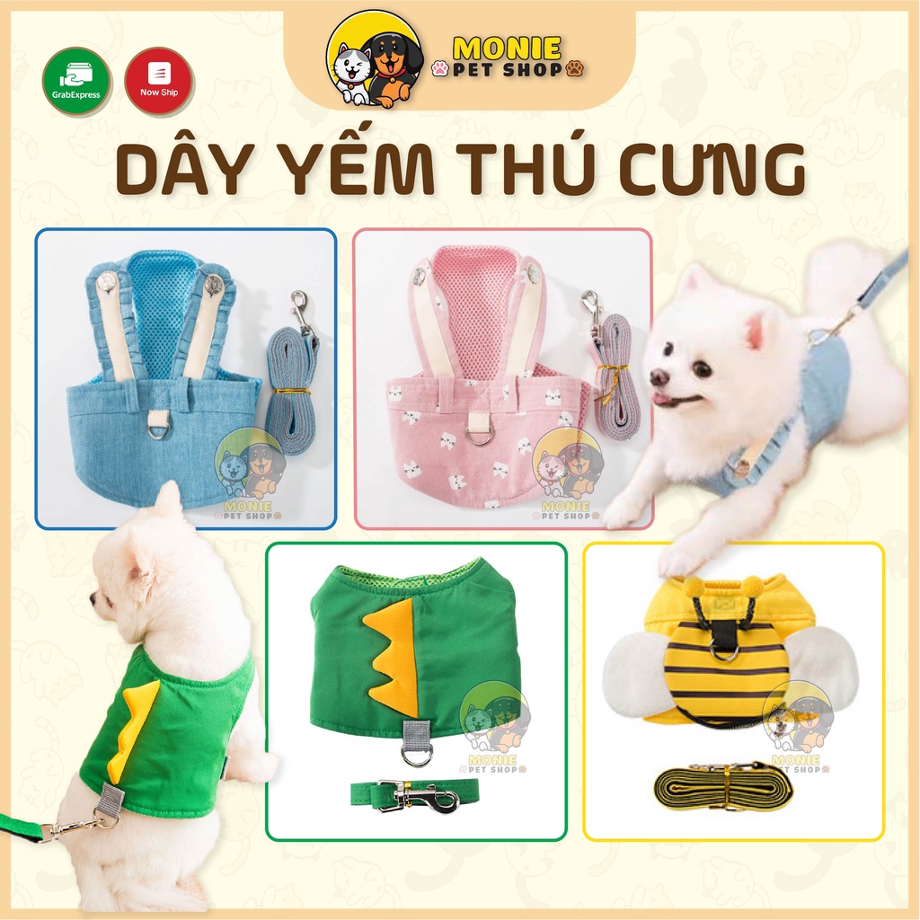 [Hỏa tốc] Dây yếm dắt chó mèo, thú cưng đi dạo phong cách dễ thương