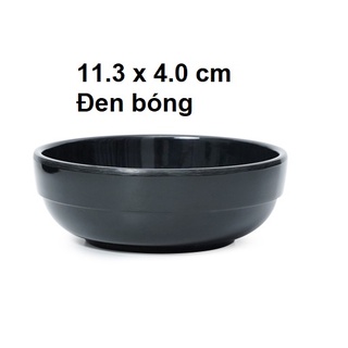 Bộ 10 chén,bát cơm kiểu cạn nhựa Melamine đen bóng Size 11.3 x 4.0 cm