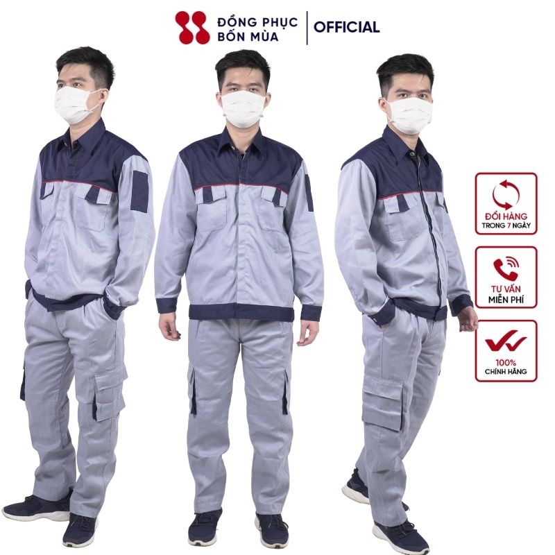 Bộ quần áo bảo hộ kỹ sư phối màu siêu đẹp chất vải kaki siêu xinh sẵn hàng kèm video
