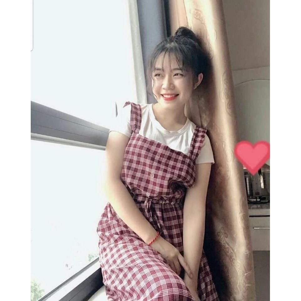 Váy yếm kẻ caro 2 dây buộc bụng hot hit | BigBuy360 - bigbuy360.vn