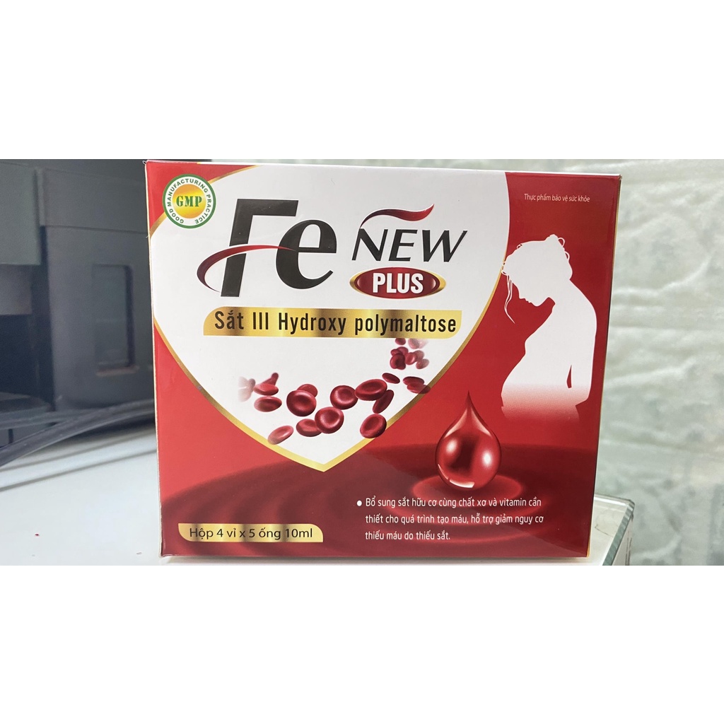 Sắt nước Fenew plus.bổ sung sắt 3 hấp thụ tốt,ko tanh ko táo bón.vị dễ uống cho bà bầu trẻ nhỏ. hộp 20 ống