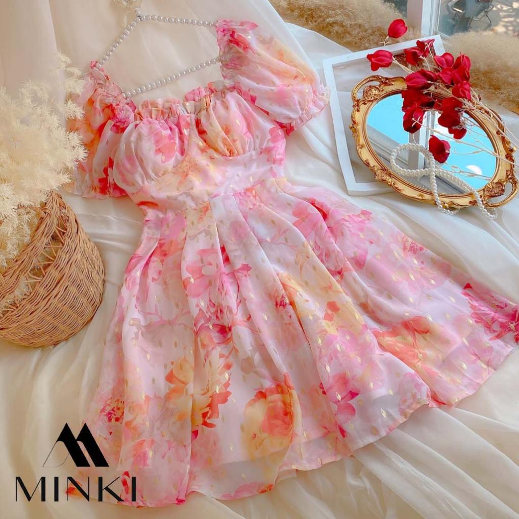 [TTTK] ĐẦM HOA HỒNG VOAN MÚT NGỰC - CHẤT LIỆU CAO CẤP - MÀU HỒNG BÁNH BÈO | BigBuy360 - bigbuy360.vn