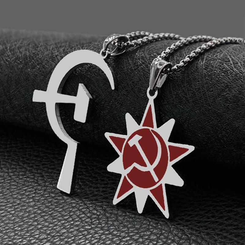 Vòng cổ Bằng Thép Titan Mặt Hình Búa Liềm Phong Cách hip-hop Cá Tính Cho Nam Và Nữ