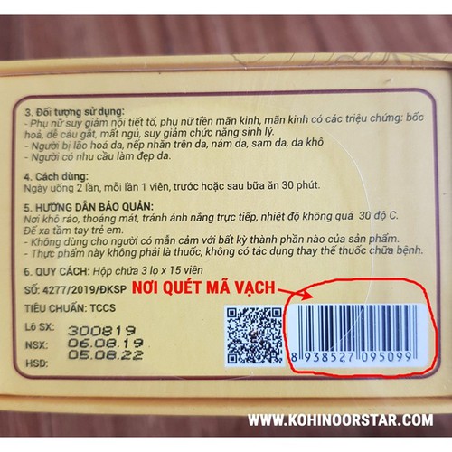 SÂM TỐ NỮ KOHINOOR viên uống đẹp da Puecolazen bổ sung nội tiết tố nữ, mờ nám, tàn nhang | BigBuy360 - bigbuy360.vn