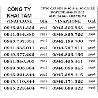 SIM VINAPHONE 10 SỐ CẶP GÁNH 2