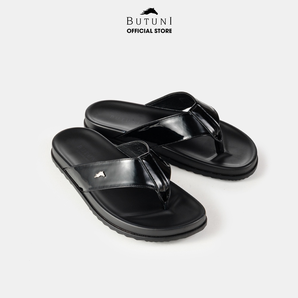 Dép xỏ ngon da thật Butuni Toong Slippers - Đen