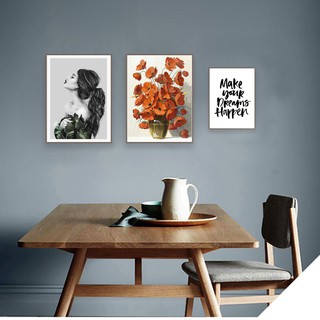 Tranh treo tường Canvas trang trí bàn ăn 3 tấm ( kèm theo khung )