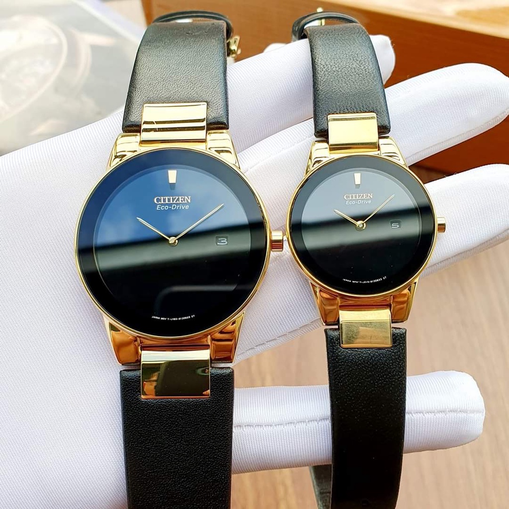 Đồng hồ đôi chính hãng Citizen Eco-Drive Axiom AU1062-05E và GA1052-04E - máy pin năng lượng ánh sáng - Kính cường lực