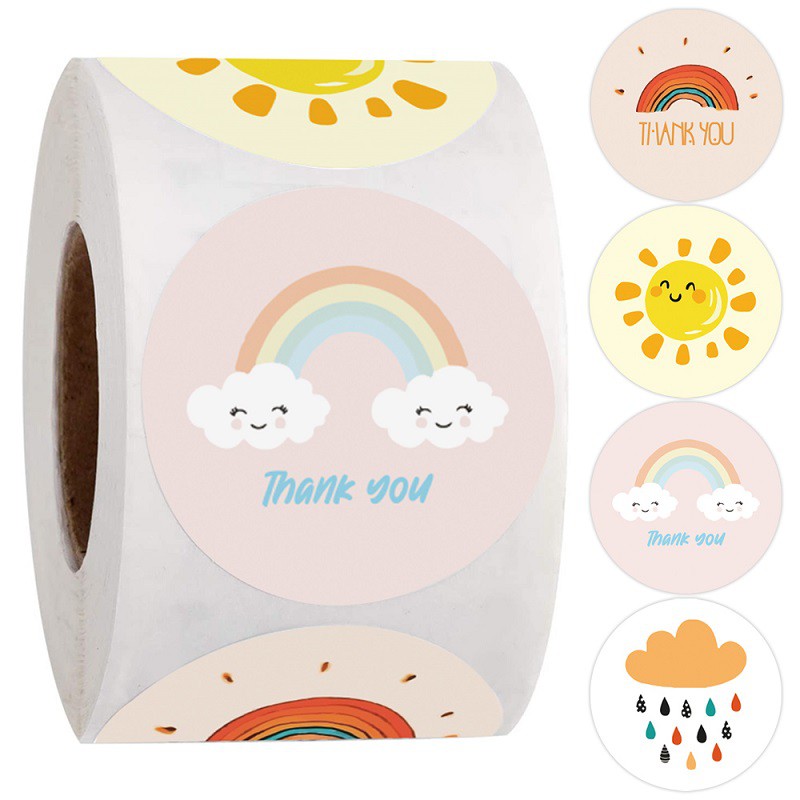 Set 500 Sticker Hình Cầu Vồng / Mặt Trời Xinh Xắn Dùng Để Trang Trí