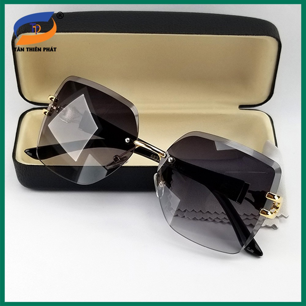 Mắt kính mát nữ thời trang  6833 - Kính nữ ốc ôm mắt chống bụi, chống nắng và tia UV. không viền màu đen khói, nâu trà | BigBuy360 - bigbuy360.vn