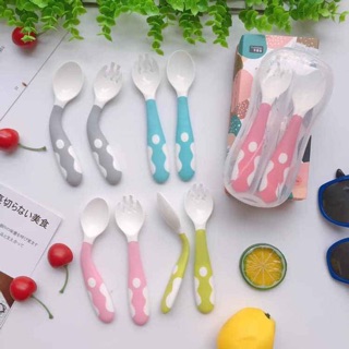 Set thìa dĩa bẻ cong cho bé tập xúc