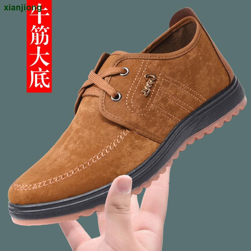 Giày vải canvas đế kẻ sọc gân phong cách Bắc Kinh cổ điển thời trang mùa xuân cho nam trung niên