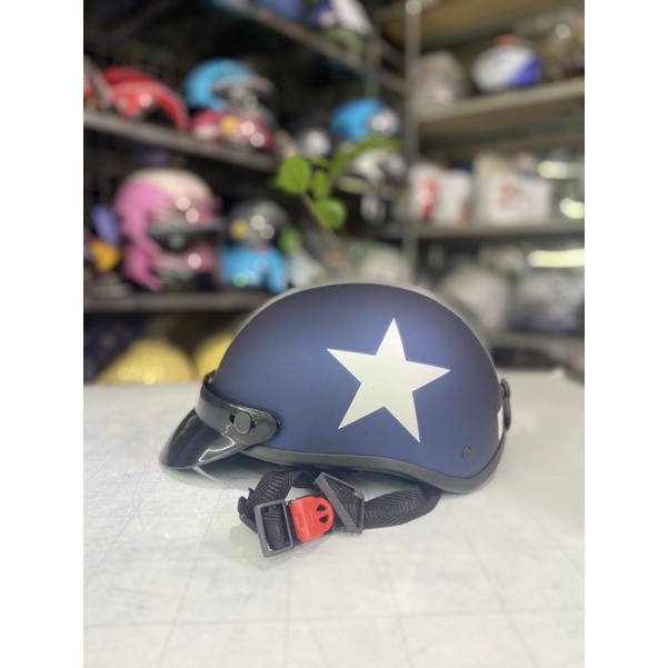 Mũ bảo hiểm nửa đầu ,1/2 hình ngôi sao có thể kết hợp với kính uv ,kính phi công nhiều màu mẫu mới 2021