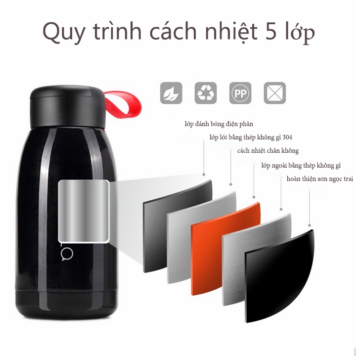 Bình Giữ Nhiệt HELLO Thép 304 Không Gỉ , Bình Chân Không 520ML Nhỏ Gọn Khi Mang Theo Lamita BGN09