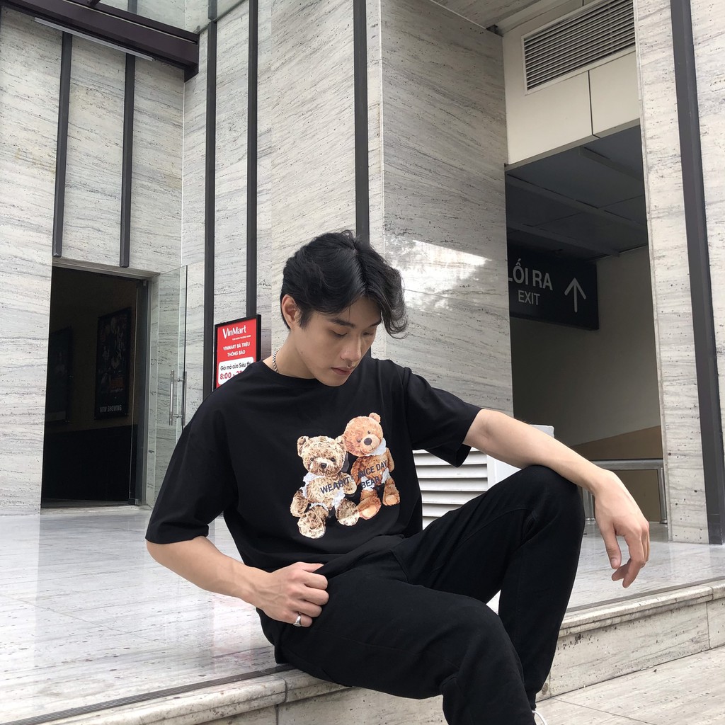 Áo thun tay lỡ WEARIT phông cotton cao cấp chất liệu cotton co dãn 4 chiều form rộng streetwear unisex gấu bé