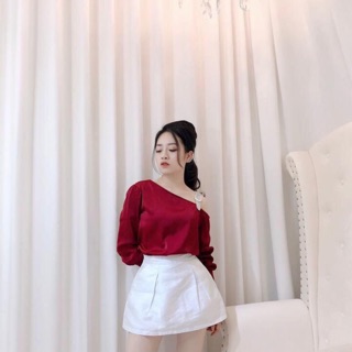Áo lụa lệch vai