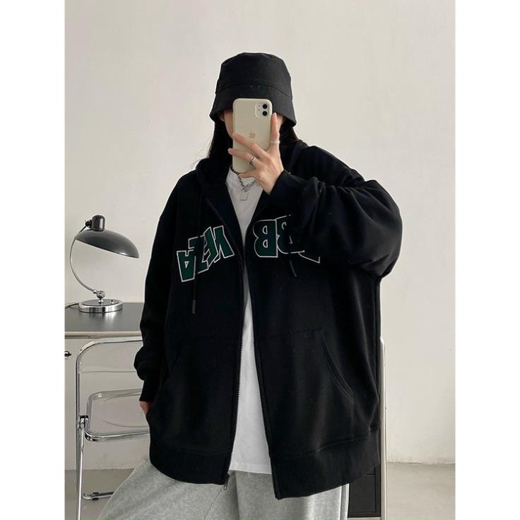 Khoác Nỉ Unisex Nam Nữ Hoodie Dáng Rộng Chữ BBB Mũ To 2 Lớp Tay Bồng
