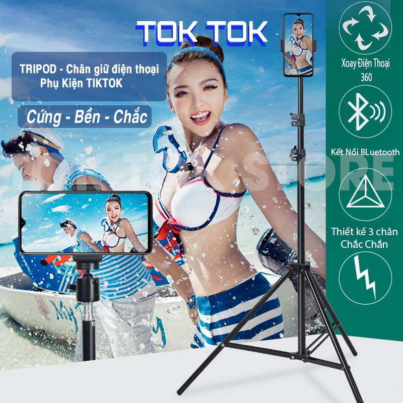 Giá đỡ điện thoại-Tripod quay TikTok chân đèn livestream chân đỡ máy ảnh cứng bền đẹp chắc chắn triệu view