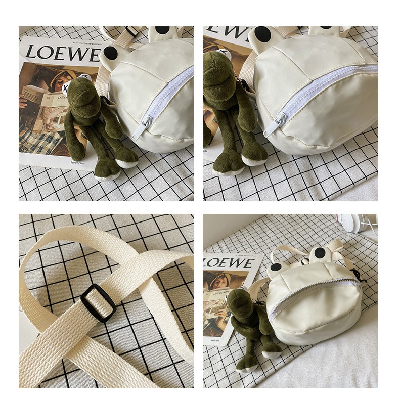 Túi đeo chéo nữ hình ếch vải Oxford chống nước dễ thương, T015