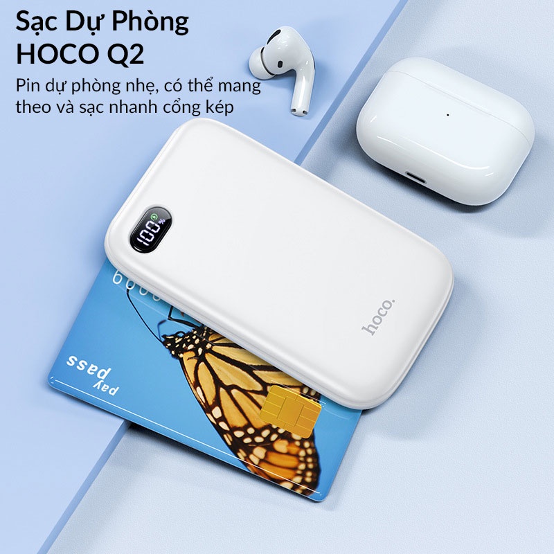 Pin Dự Phòng 10000mAh HOCO Q2 Mini Size Flash Charge, Sạc Nhanh Cổng Kép PD 20W + QC 3.0,Đèn Led Hiện Thị Dung Lượng Pin