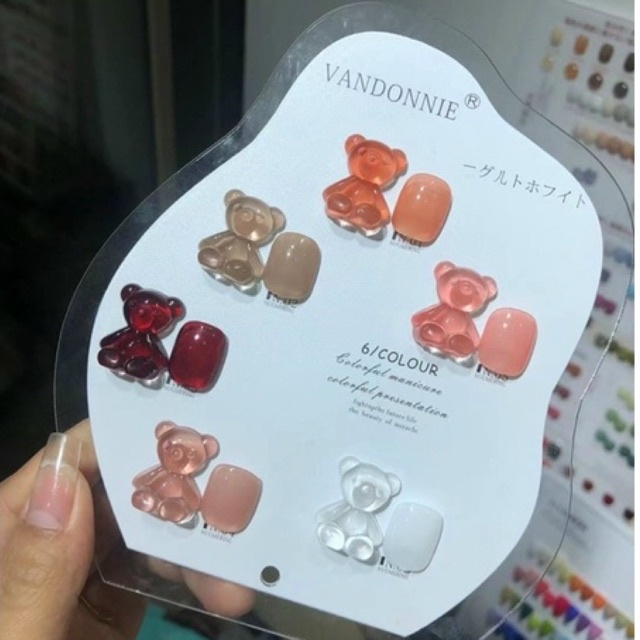 Set sơn gel thạch 6 màu, 9 màu - tông nude đỏ hồng thạch hổ phách - tặng bảng màu hot