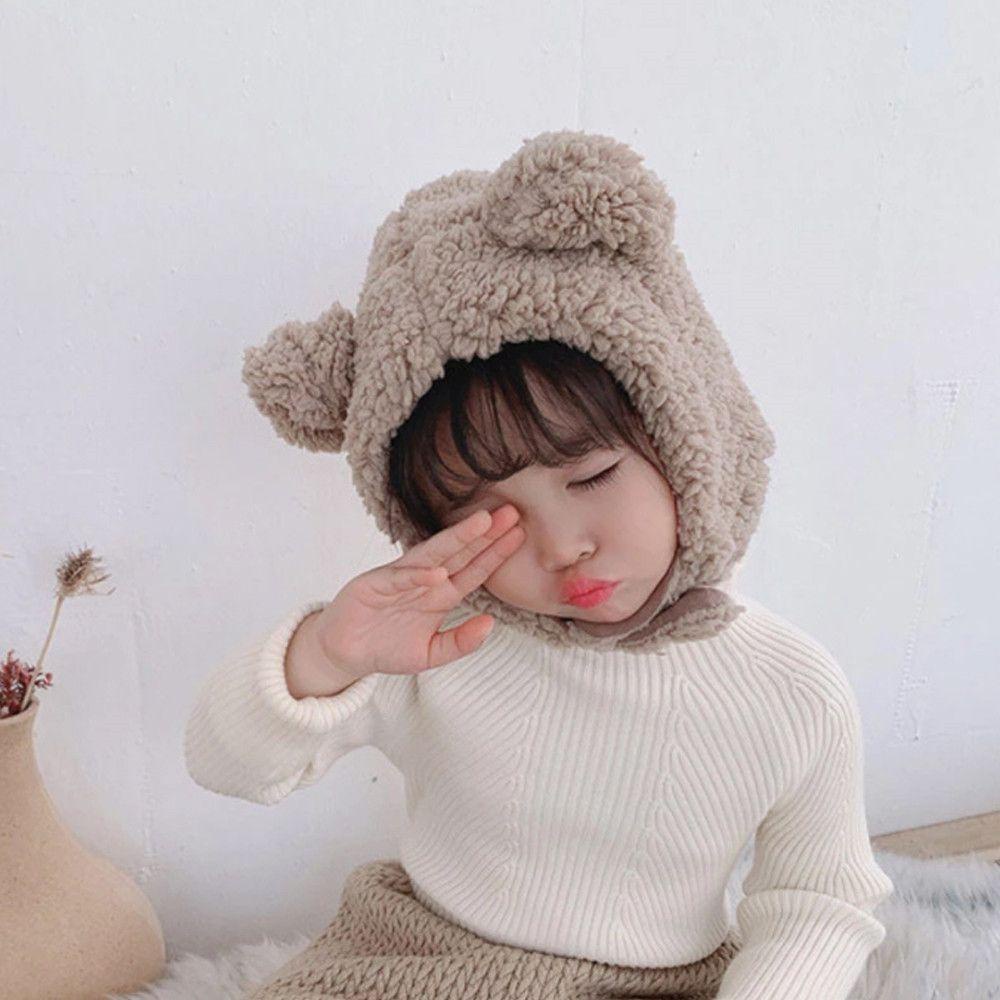 Layor1 Mũ Len Dệt Kim Phối Lông Thỏ Giữ Ấm Mùa Đông