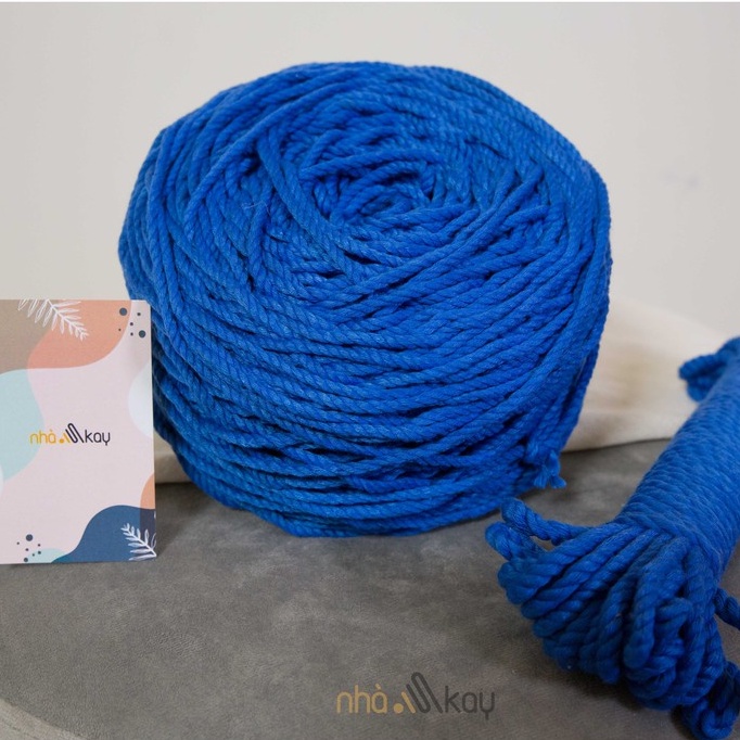 500 gram Dây thừng màu XANH DƯƠNG macrame 5mm 3 xoắn