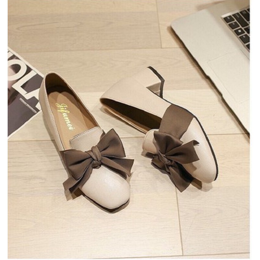 Giày Nữ NƠ LỤA Phong Cách Hàn Quốc 3P Kèm Ảnh Thật