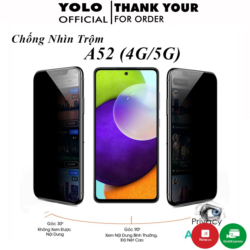 Cường lực samsung A52 Chống Nhìn Trộm Full Màn Cảm ứng mượt tặng kèm khăn lau