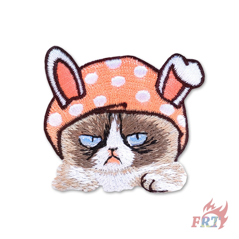 ☸ Fashion Brand：Angry Cat Patch ☸ 1Pc Diy Sew On Iron On Badges Patches（Cat - Series 03）