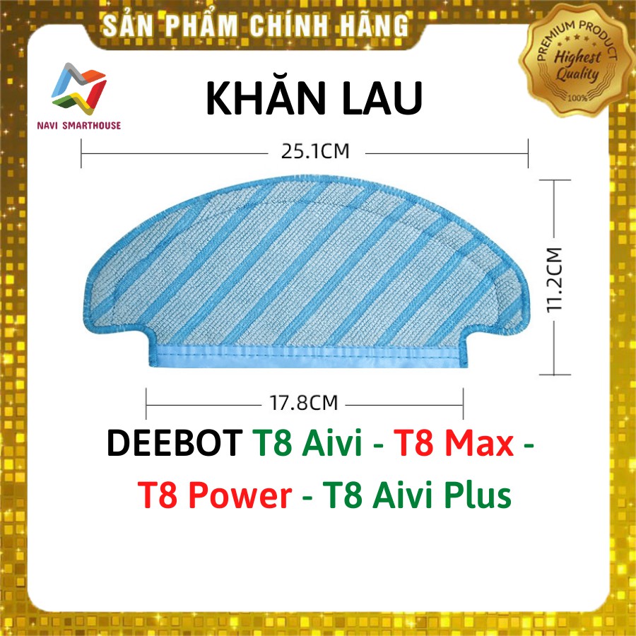 Phụ kiện Khăn lau, giẻ lau cho Robot hút bụi Ecovacs T8 aivi, T8 max,T8 Power, T8 quốc tế, N8 Pro