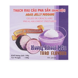 Thạch Rau Câu Pha Sẵn hương khoai môn/ lá dứa/ hương dừa 3K hộp 140g