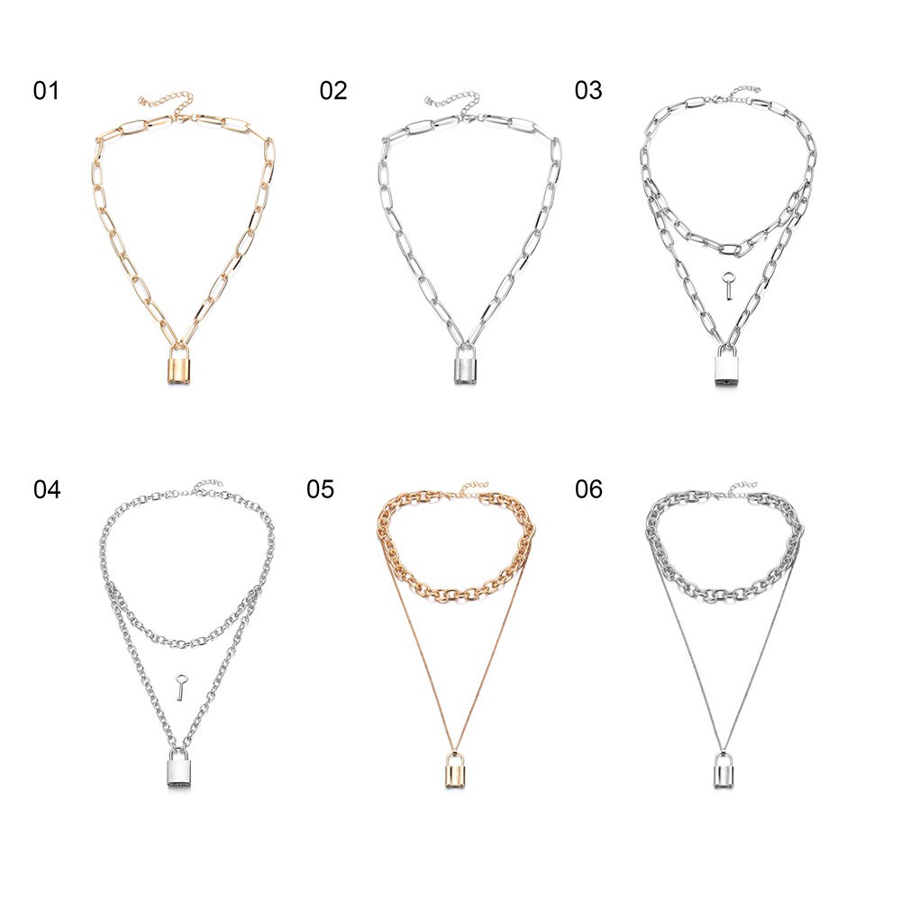 Vòng cổ Hai Lớp Bằng Thép Không Gỉ Phong Cách Punk Hiphop