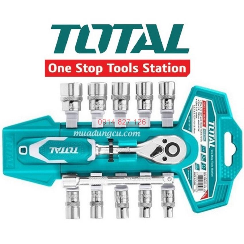 Bộ cần siết 2 chiều kèm 12 socket TOTAL THT14114126 1/4inch thép CrV chất lượng cao 50BV30, Bh 6 tháng