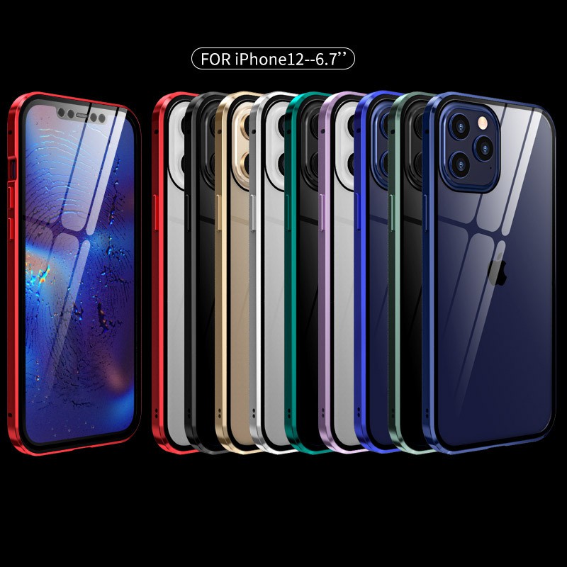 iPhone 12 Pro Max  Front+Back Tempered Glass Magnetic Case iPhone 12 Mini iPhone 11 Pro Max Cover