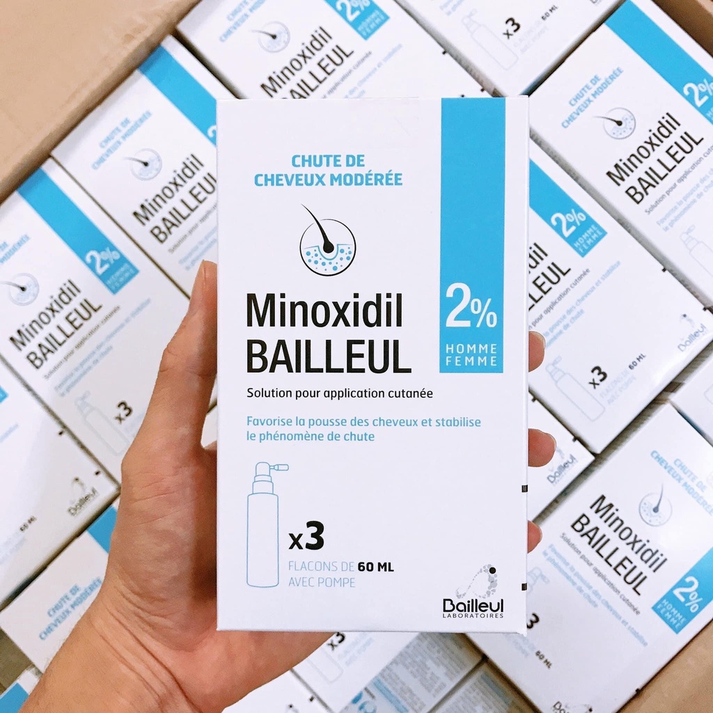 Xịt mọc tóc, giảm rụng tóc, giảm hói đầu Minoxidil Bailleul 2%