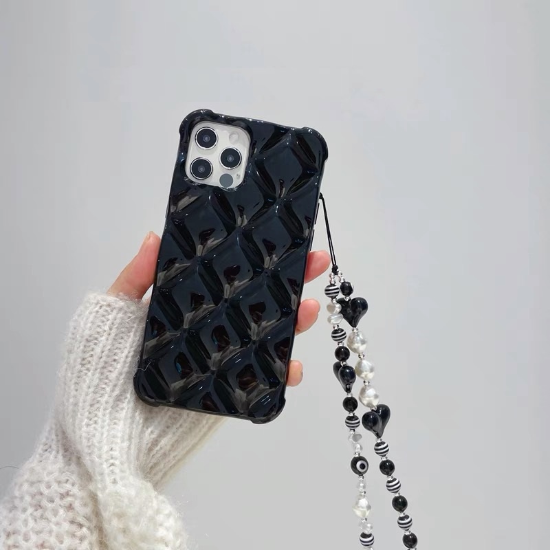 Ốp Điện Thoại tpu Mềm Màu Đen Phối Dây Xích Thời Trang Cho Iphone 14proamx 12 pro max 11 pro max xs max xr x 13promax 7plus