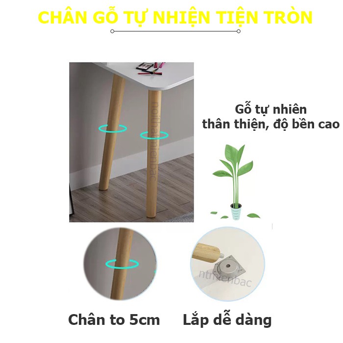 Bộ bàn ghế trang điểm tích hợp kệ để đồ, chân gỗ tự nhiên tiện tròn 5cm dài 73cm -lắp đặt sẵn pát sắt vào mặt bàn và ghế | BigBuy360 - bigbuy360.vn