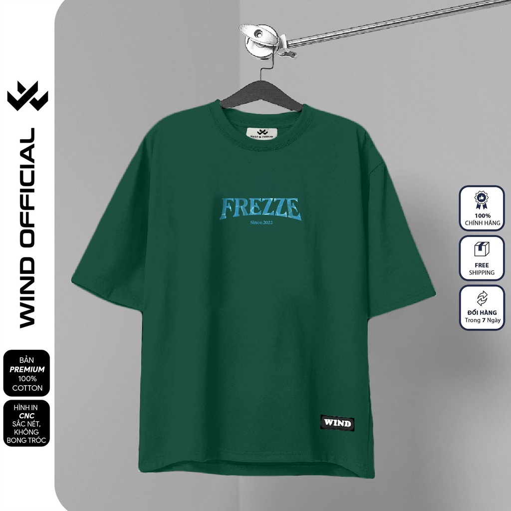 Áo thun tay lỡ unisex WIND phông form rộng 65% cotton ICE nam nữ oversize ulzzang