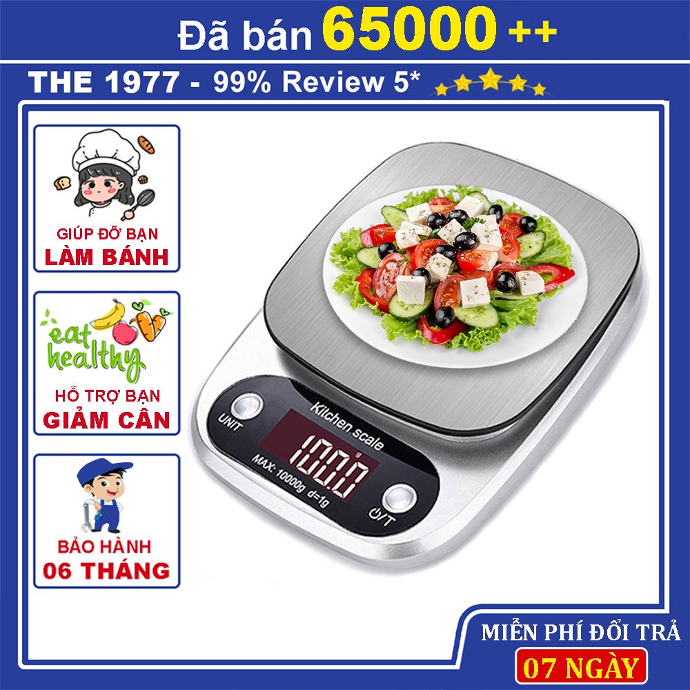 Cân tiểu ly điện tử nhà bếp mini định lượng 1g - 5kg làm bánh độ chính xác cao kèm 2 viên pin AAA